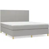 vidaXL Boxspring met matras stof lichtgrijs 160x200 cm