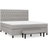 vidaXL Boxspring met matras stof lichtgrijs 180x200 cm
