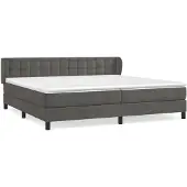vidaXL Boxspring met matras fluweel donkergrijs 200x200 cm