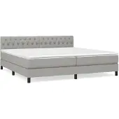 vidaXL Boxspring met matras stof lichtgrijs 200x200 cm