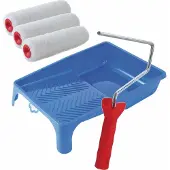 Merkloos Verfroller lakroller schilderset met beugel en verfbak 18 cm - Verfrollers