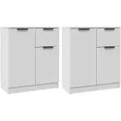 vidaXL Dressoirs 2 st 60x30x70 cm bewerkt hout wit