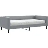 vidaXL Slaapbank met matras 100x200 cm stof lichtgrijs