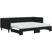 vidaXL Slaapbank onderschuifbed en matrassen 90x200 cm fluweel zwart