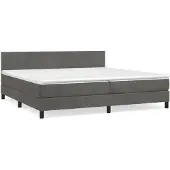 vidaXL Boxspring met matras fluweel donkergrijs 200x200 cm