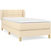 vidaXL Boxspring met matras stof crèmekleurig 90x190 cm