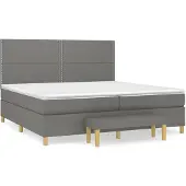vidaXL Boxspring met matras stof donkergrijs 200x200 cm