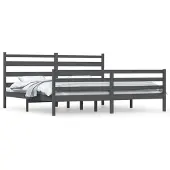 vidaXL Bedframe massief grenenhout grijs 200x200 cm