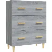 vidaXL Dressoir 70x34x90 cm bewerkt hout grijs sonoma eikenkleurig