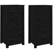 vidaXL Dressoirs 2 st 40x35x80 cm massief grenenhout zwart