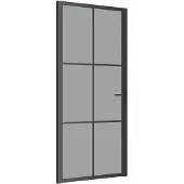 vidaXL Binnendeur 93x201,5 cm ESG-glas en aluminium zwart