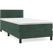 vidaXL Boxspring met matras fluweel donkergroen 100x200 cm