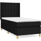 vidaXL Boxspring met matras stof zwart 90x190 cm