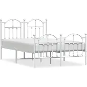 vidaXL Bedframe met hoofd- en voeteneinde metaal wit 120 x 190 cm