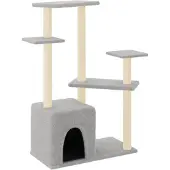 vidaXL Kattenmeubel met sisal krabpalen 107,5 cm lichtgrijs