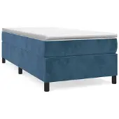 vidaXL Boxspring met matras fluweel donkerblauw 90x200 cm
