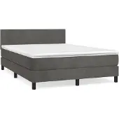 vidaXL Boxspring met matras fluweel donkergrijs 140x190 cm