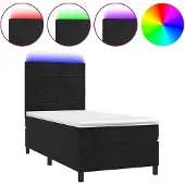 vidaXL Boxspring met matras en LED fluweel zwart 90x200 cm