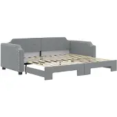 vidaXL Slaapbank met onderschuifbed 80x200 cm stof lichtgrijs