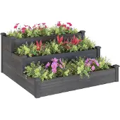 vidaXL Plantenbak verhoogd 120x120x56 cm massief vurenhout grijs