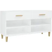 vidaXL Schoenenkast 102x35x55 cm bewerkt hout hoogglans wit