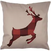 Clayre & Eef Kussenhoes 45x45 cm Rood Bruin Polyester Hert Sierkussenhoes Rood Sierkussenhoes