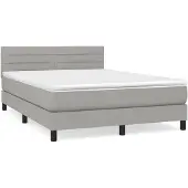 vidaXL Boxspring met matras stof lichtgrijs 140x200 cm