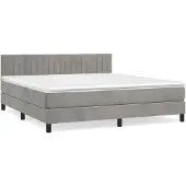 vidaXL Boxspring met matras fluweel lichtgrijs 180x200 cm