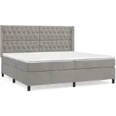 vidaXL Boxspring met matras fluweel lichtgrijs 200x200 cm