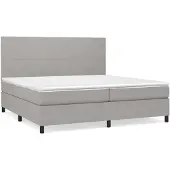 vidaXL Boxspring met matras stof lichtgrijs 200x200 cm