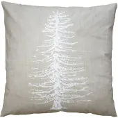 Clayre & Eef Kussenhoes 45x45 cm Beige Wit Polyester Dennenbomen Sierkussenhoes Beige Sierkussenhoes