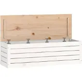 vidaXL Opbergbox wit 109x36,5x33 cm massief grenenhout