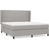 vidaXL Boxspring met matras stof lichtgrijs 180x200 cm