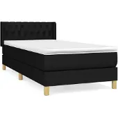 vidaXL Boxspring met matras stof zwart 90x200 cm