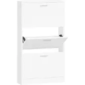vidaXL Schoenenkast Wit 59x17x108 cm Bewerkt Hout