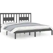 vidaXL Massief houten bed, grijs, grenen, 200x200 cm