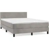 vidaXL Boxspring met matras fluweel lichtgrijs 140x200 cm