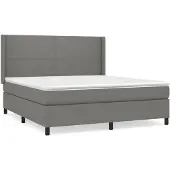 vidaXL Boxspring met matras stof donkergrijs 180x200 cm