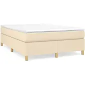 vidaXL Boxspring met matras stof crèmekleurig 140x200 cm