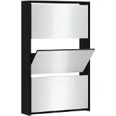 vidaXL Schoenenkast met spiegel 3-laags zwart 63x17x102,5 cm