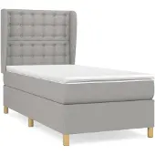 vidaXL Boxspring met matras stof lichtgrijs 90x200 cm