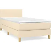 vidaXL Boxspring met matras stof crèmekleurig 100x200 cm