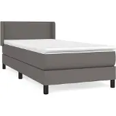 vidaXL Boxspring met matras kunstleer grijs 100x200 cm
