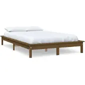 vidaXL Bedframe massief grenenhout honingbruin 140x190 cm