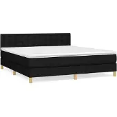 vidaXL Boxspring met matras stof zwart 160x200 cm