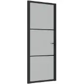 vidaXL Binnendeur 83x201,5 cm matglas en aluminium zwart