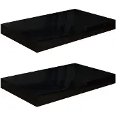 vidaXL Wandschappen zwevend 2 st 40x23,5x3,8 cm MDF hoogglans zwart