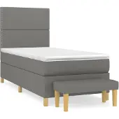 vidaXL Boxspring met matras stof donkergrijs 100x200 cm