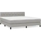 vidaXL Boxspring met matras stof lichtgrijs 180x200 cm