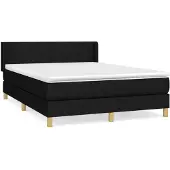 vidaXL Boxspring met matras stof zwart 140x200 cm